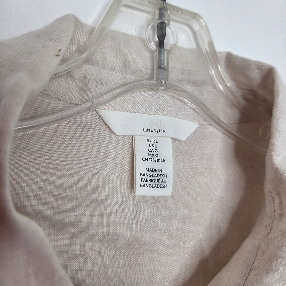 H&M Beige Button-Up Linen Shirt - Picture 4 of 6